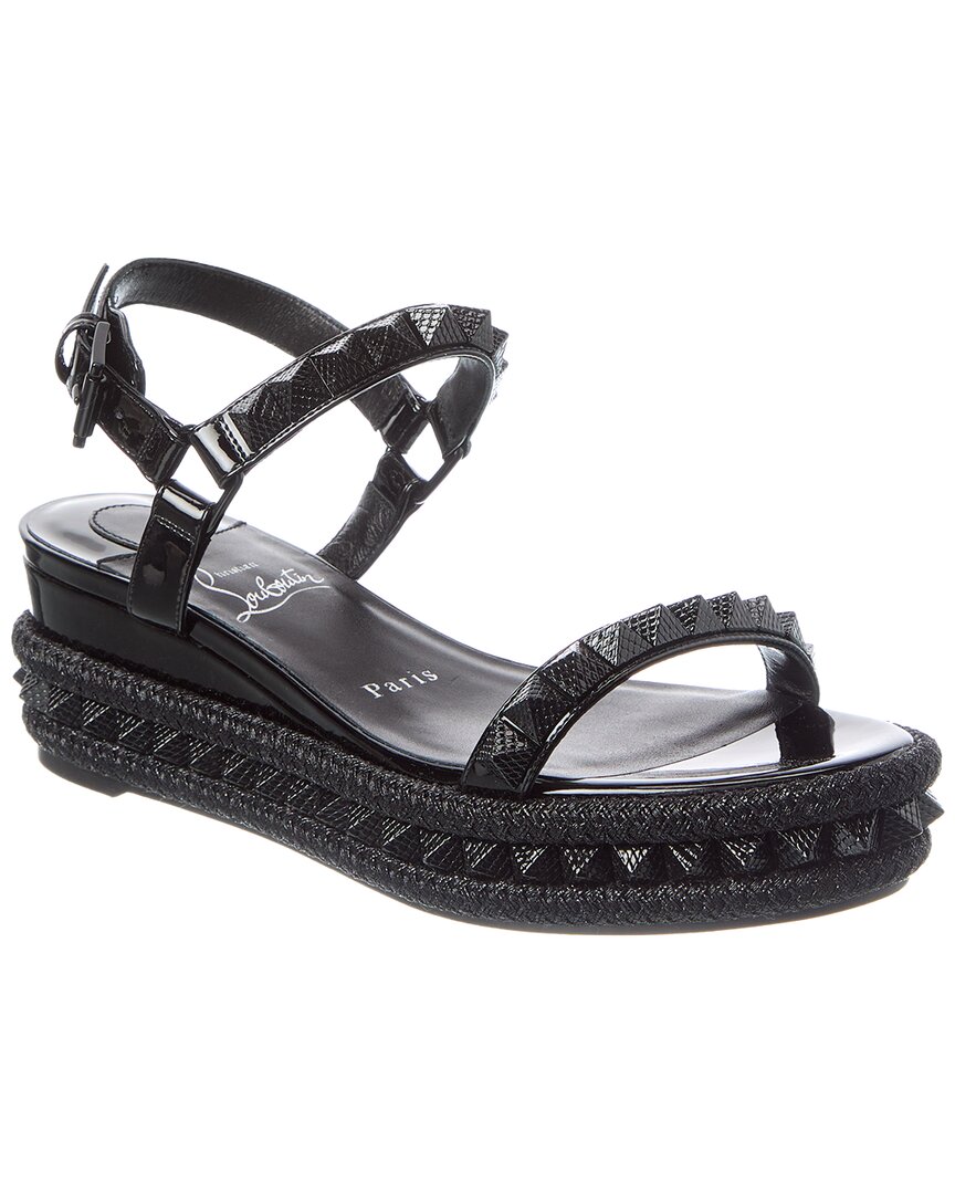 Christian Louboutin Logo Spike Leather Sandal In Black