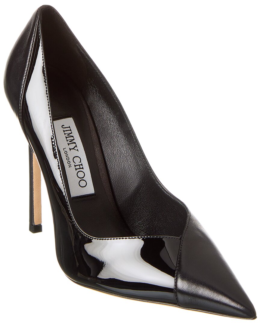 Jimmy Choo Cass 110 Patent & Leather Pump In Black