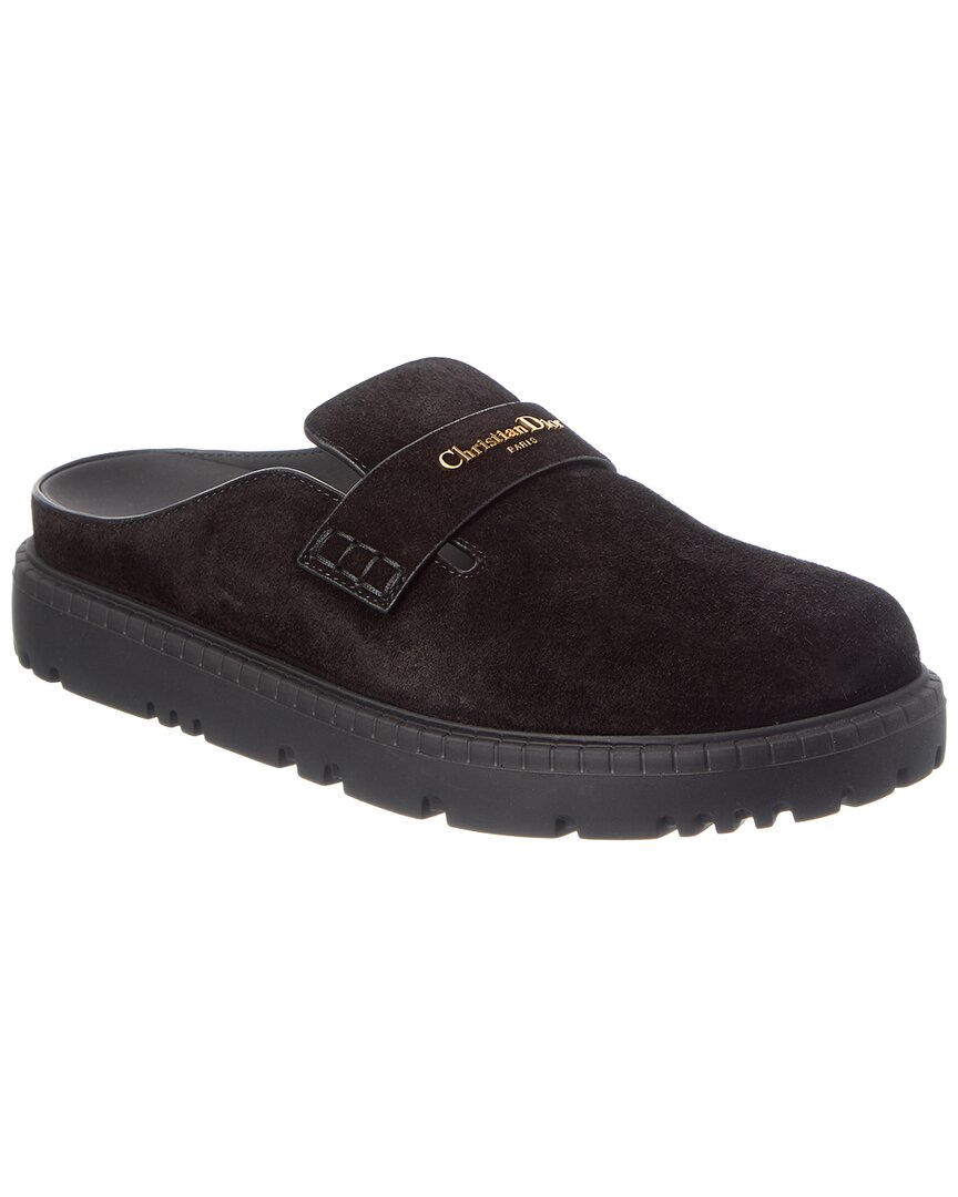 Dior Dnu Inv  Logo Suede Mule In Brown