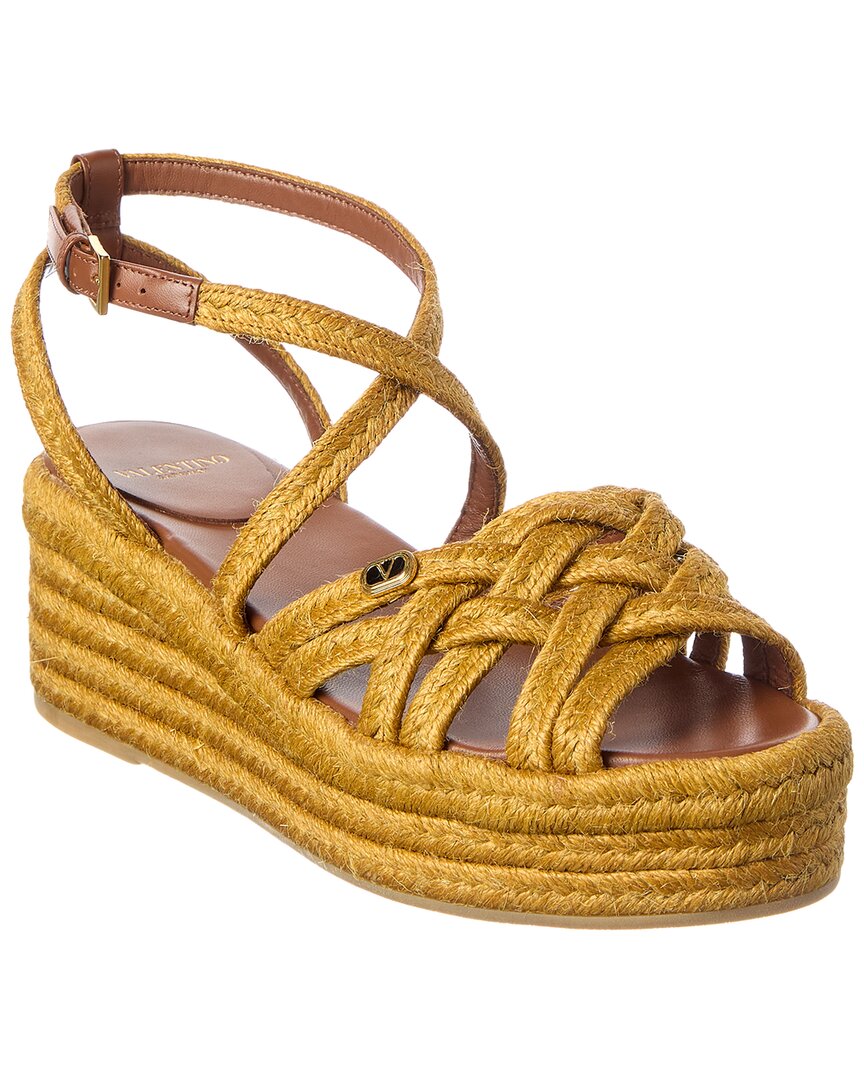 Valentino Garavani Valentino Vlog Signature Bribri Raffia Espadrille In Brown