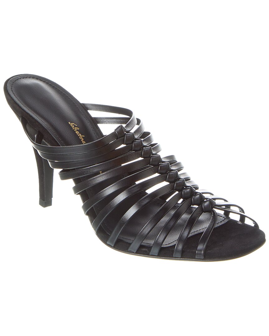 Ferragamo Braided High Heel Sandals In Black