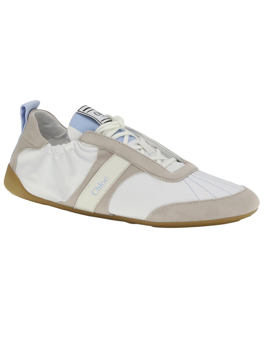 Chloé Kick Nylon & Suede Sneaker In White