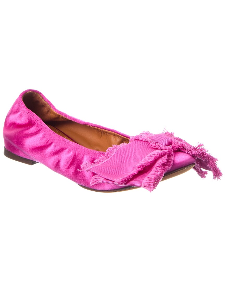 Lanvin Bow Silk Ballerina Flat In Pink