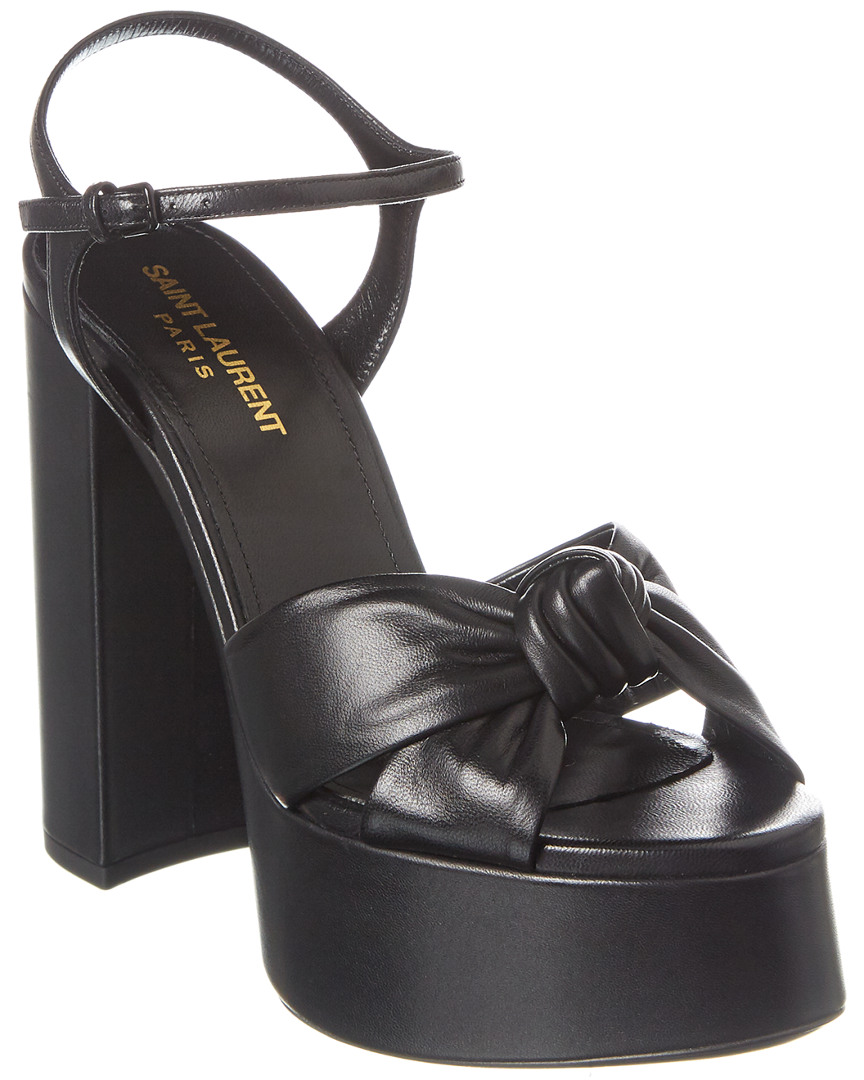 Saint Laurent Bianca 85 Leather Platform Sandal In Black