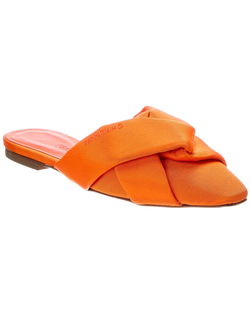 Ferragamo Salvatore  Alhe T Leather Mule In Orange