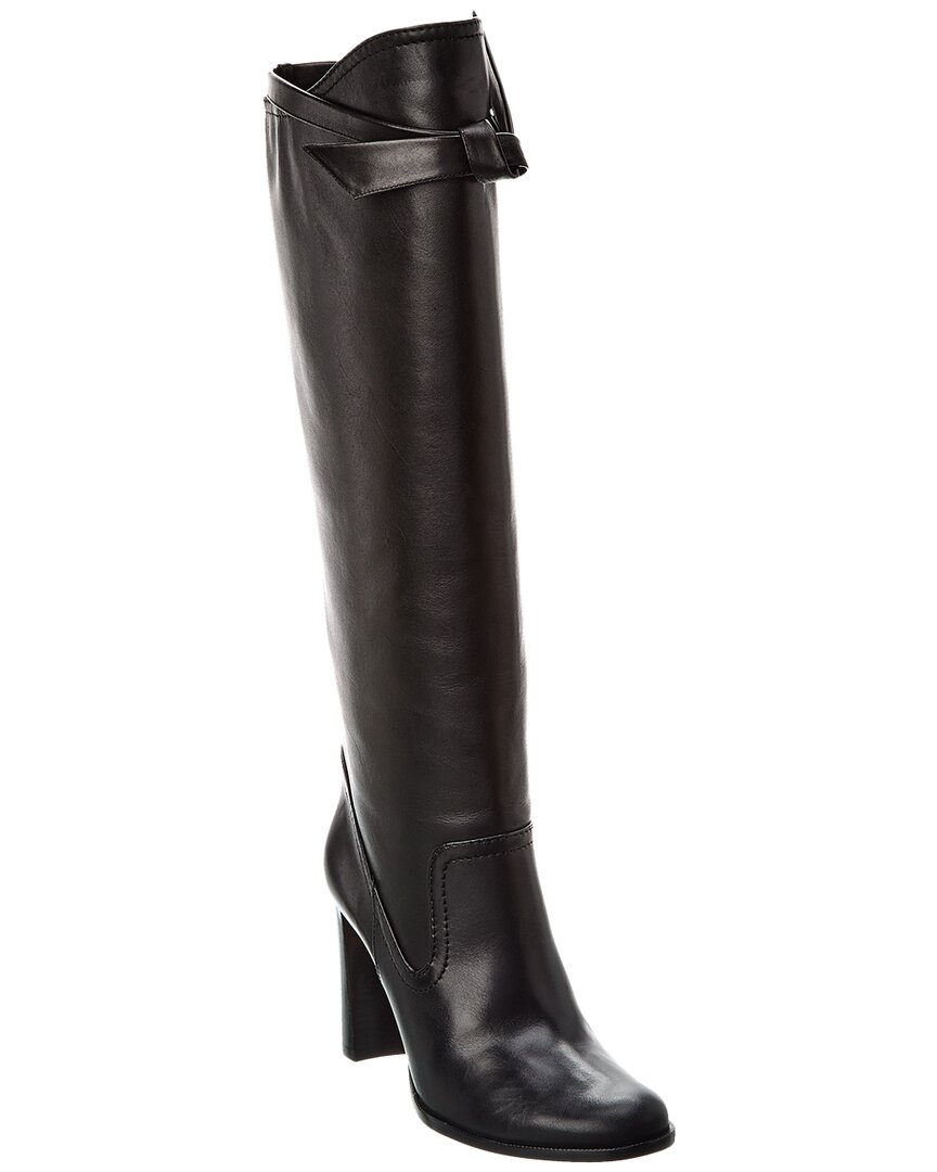 Shop Alexandre Birman Clarita Saddlery 90 Leather Knee-high Boot In Black