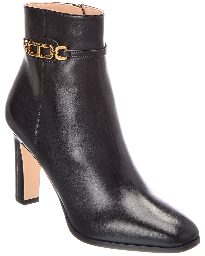 Tom Ford Logo Leather Whitney Bootie In Brown