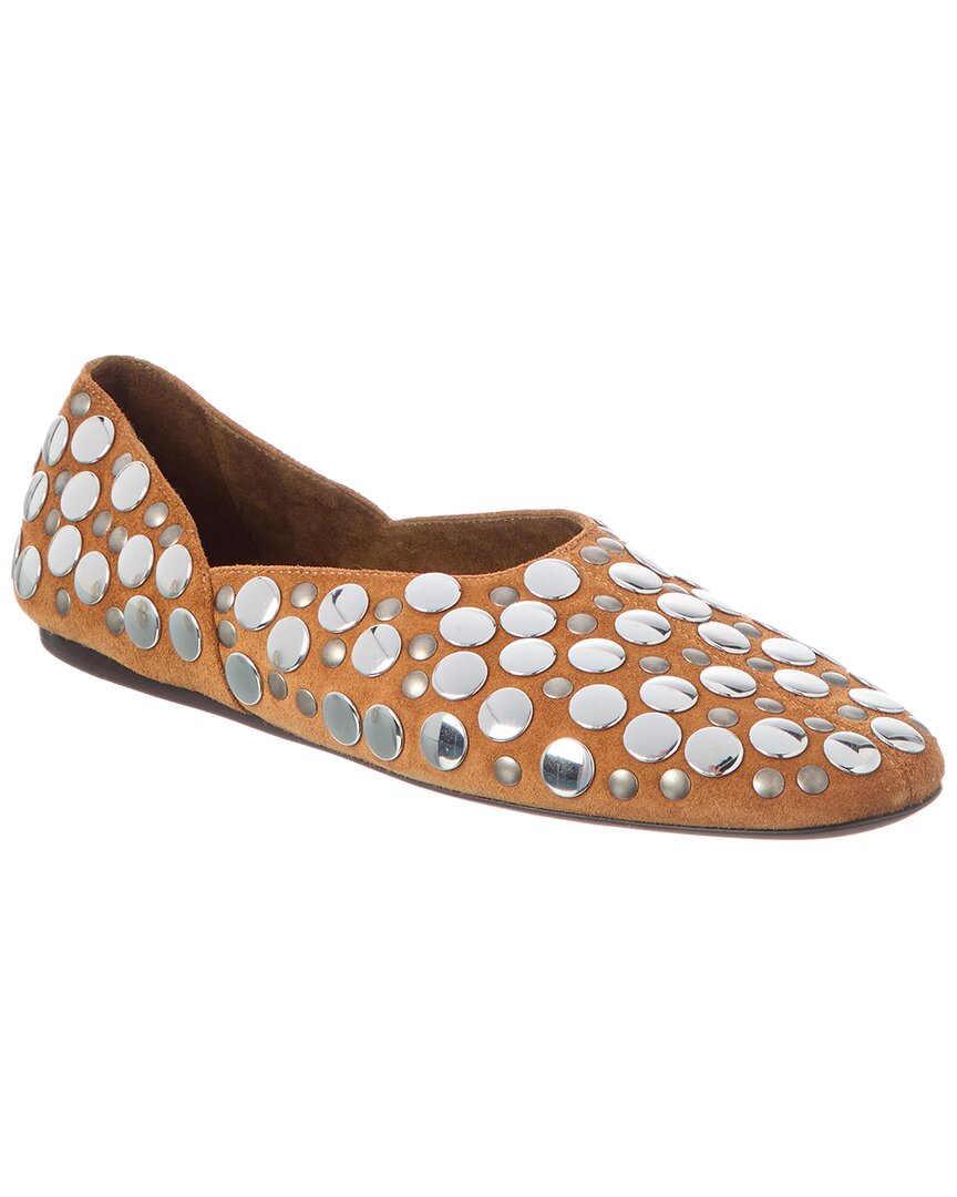 Khaite Jane Studded Leather Ballerina Flats In Brown