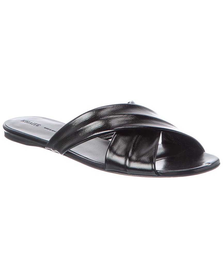 Khaite Liria Glossed-leather Sandals In Black