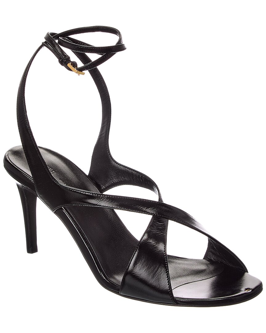 Khaite Liria Leather Crisscross Wrap Ankle-strap Sandals In Black