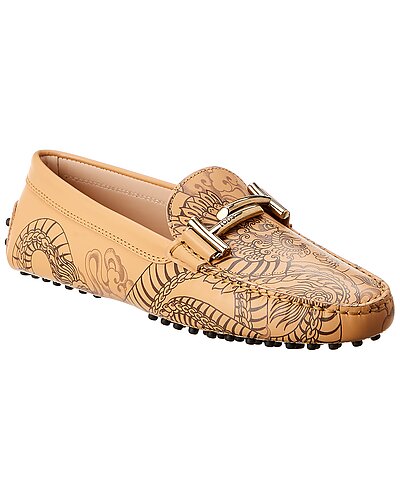 Tattoo Dragon Printed Leather Loafer