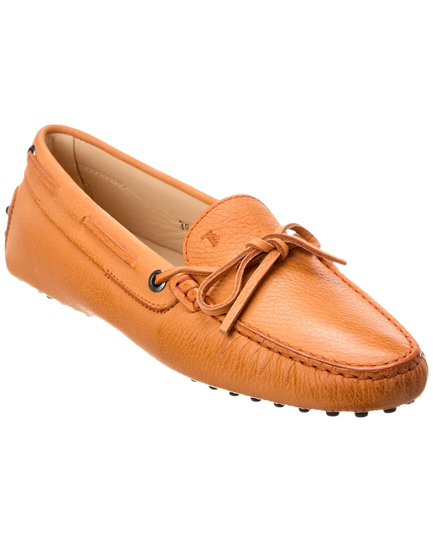 Tod's Knot Detail Leather Loafer In Orange