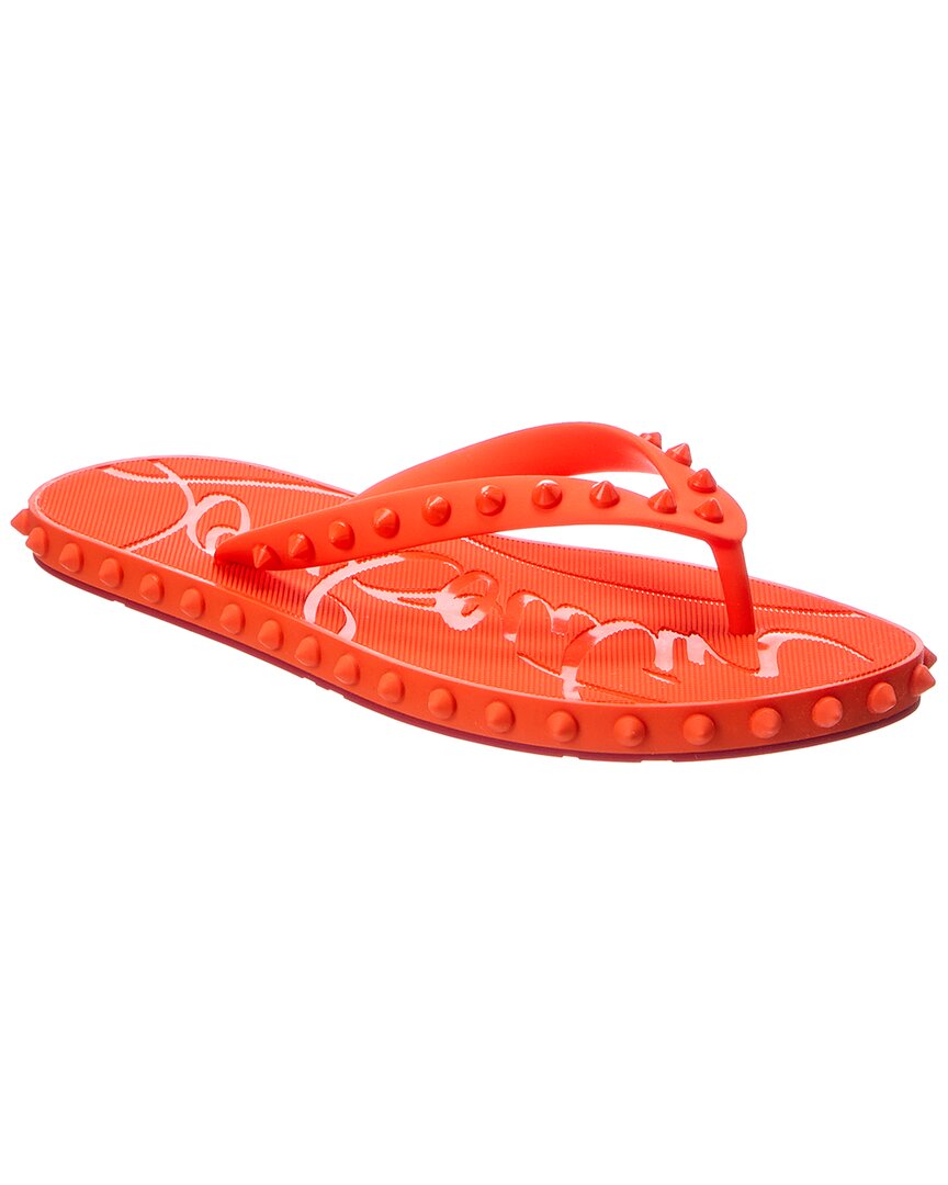 Christian Louboutin Super Loubi Studded Rubber Flip Flops In Multi