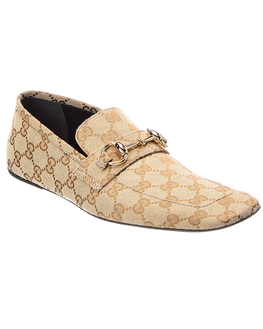 Gucci Ragazzo Gg Supreme Canvas & Leather Loafer In Beige