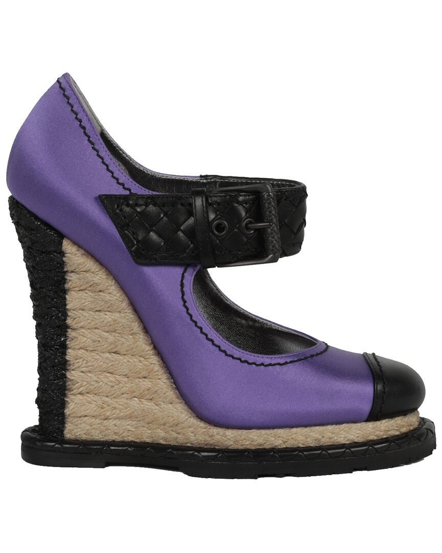 Bottega Veneta Leather Wedge Sandal In Purple