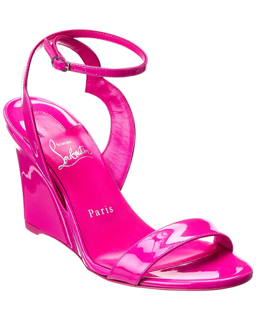 Shop Christian Louboutin Zeppa Chick 85 Patent Wedge Sandal In Pink