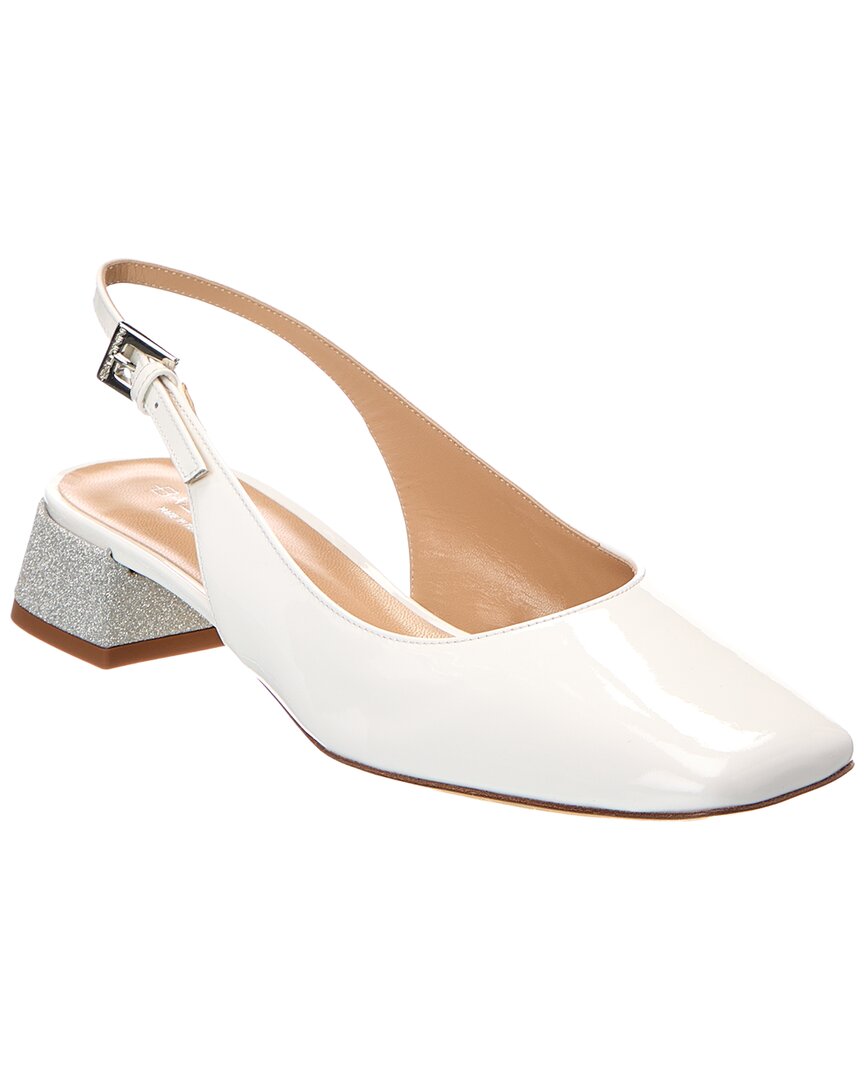 Baldini Patent Slingback Pump In White