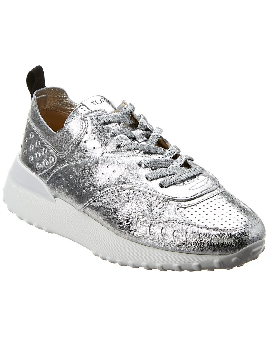 Tod's Tods Metallic Leather Sneaker In Silver