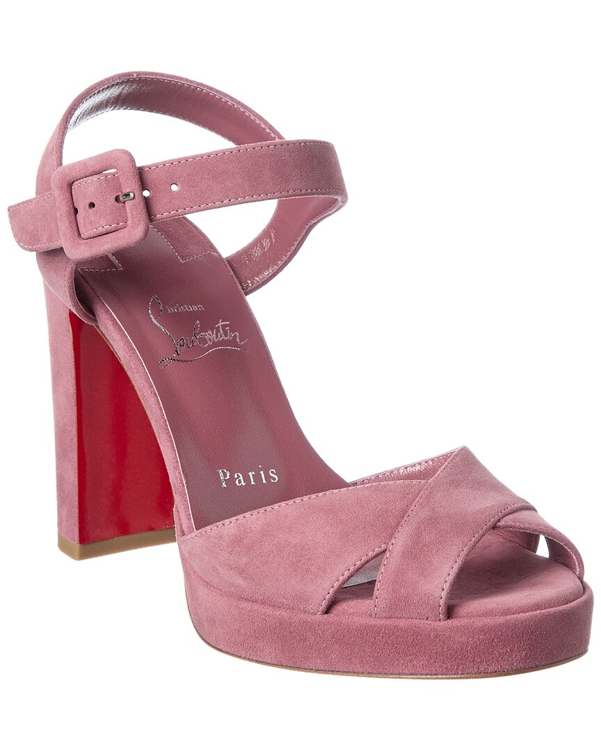Christian Louboutin Cora 100 Suede Platform Sandal In Pink