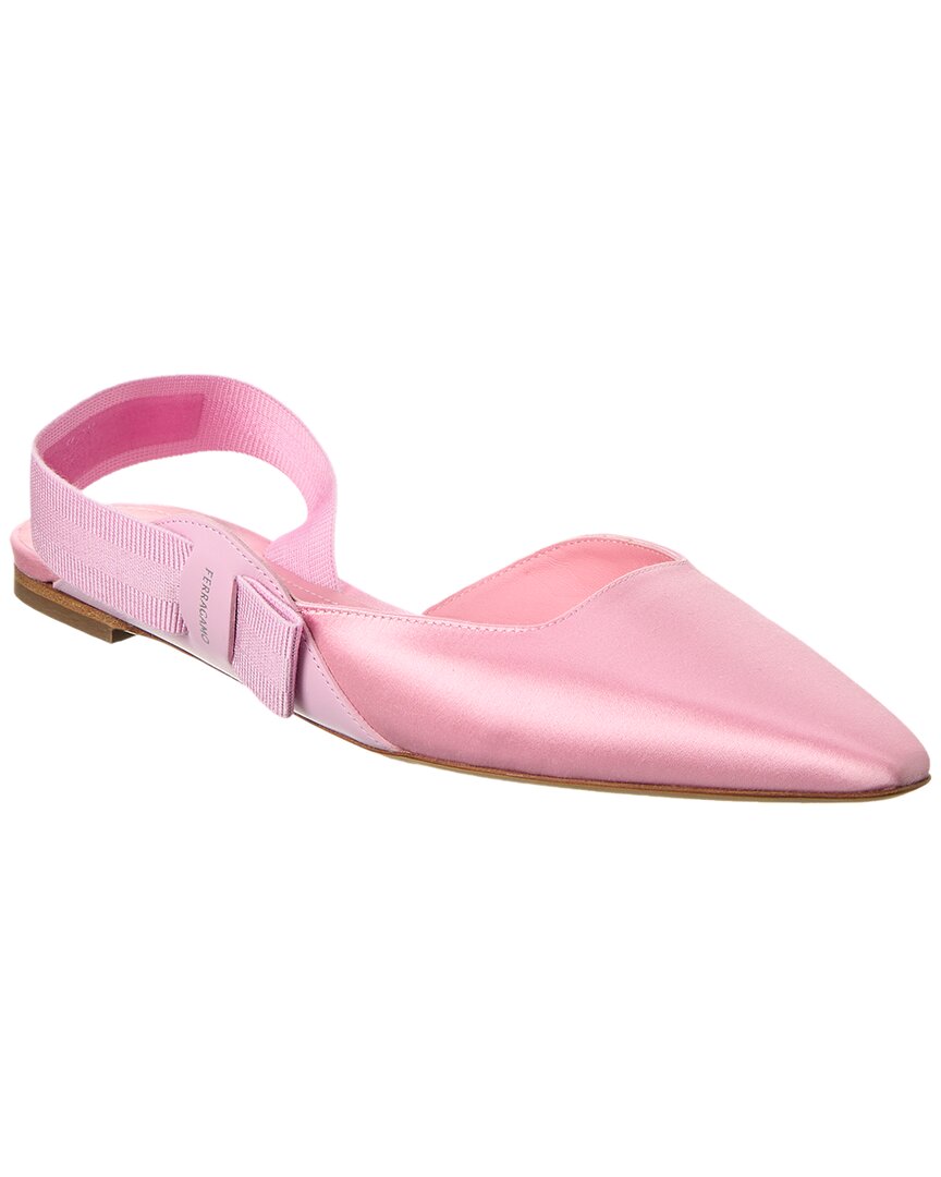 Shop Ferragamo Vania Satin Slingback Flat In Pink