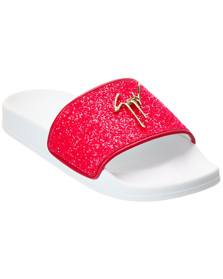 Shop Giuseppe Zanotti Newlaburela Glitter Slide In Pink