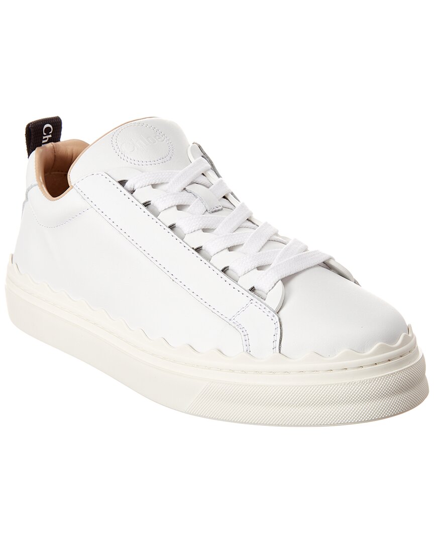 Chloé Lauren Scalloped Leather Sneaker In White