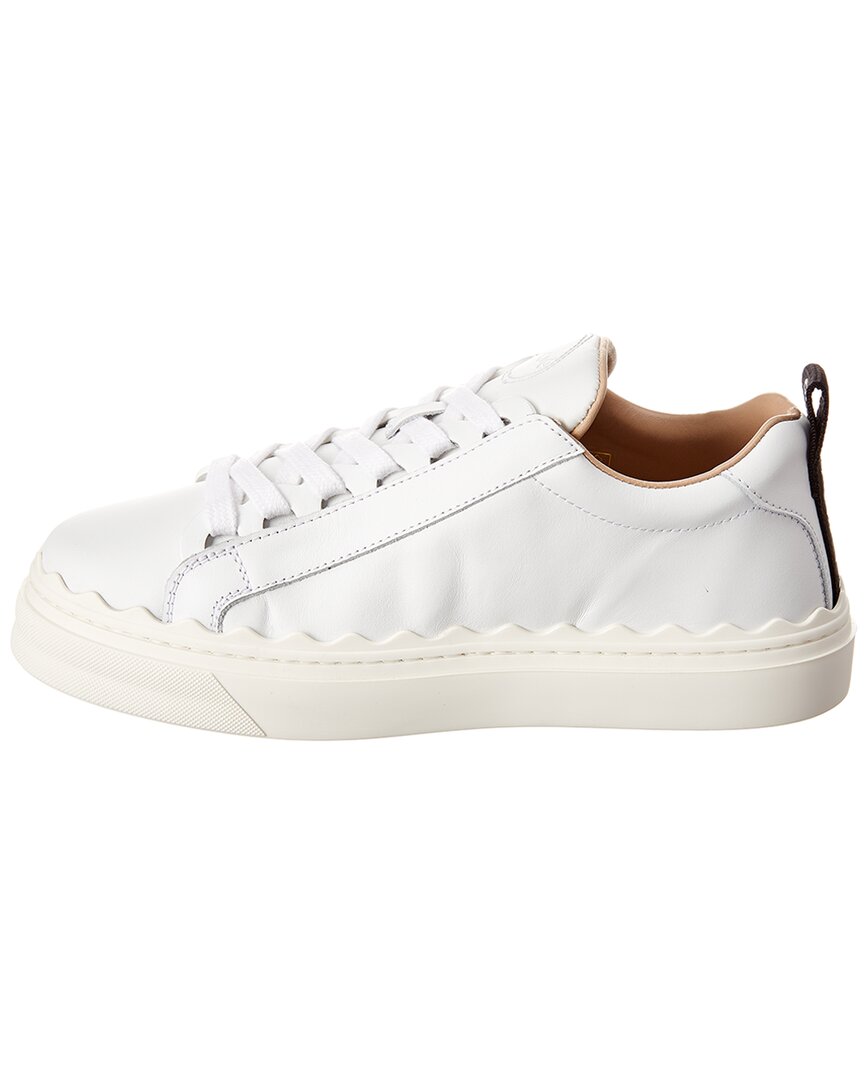 Shop Chloé Lauren Scalloped Leather Sneaker In White