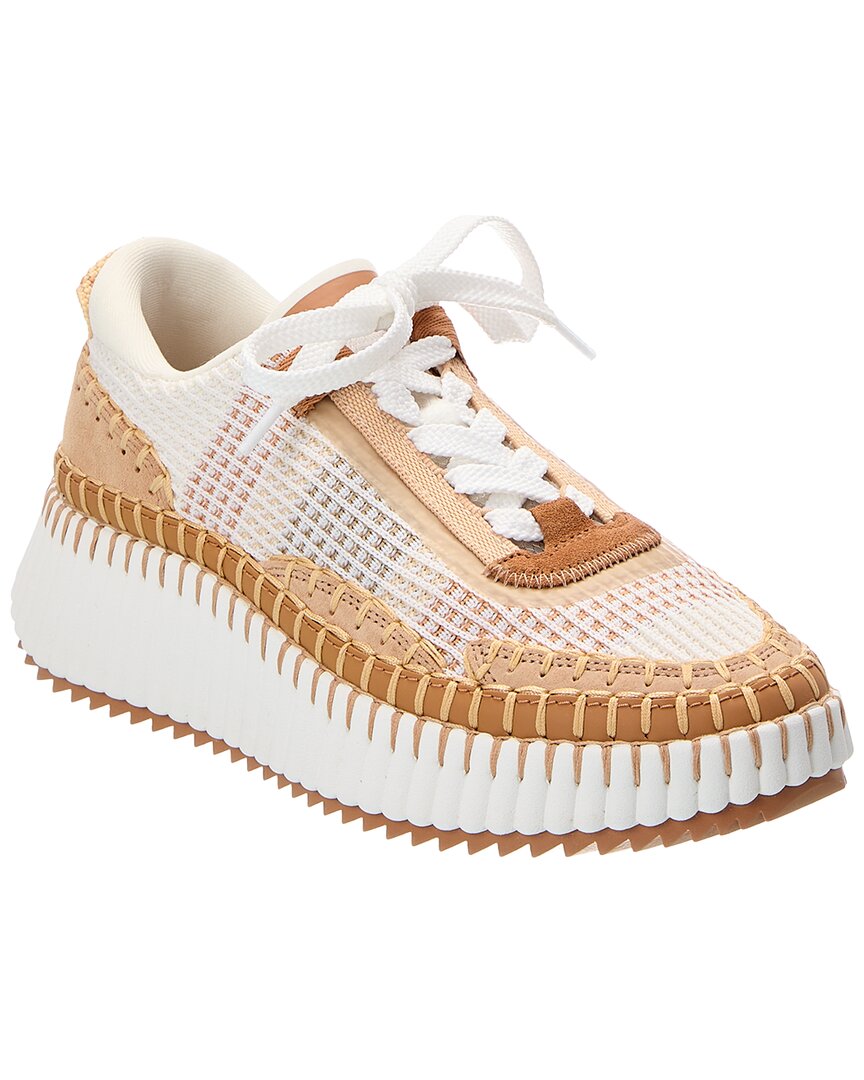 Chloé Nama Canvas & Suede Sneaker In Brown