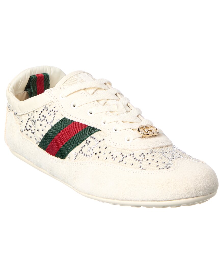 Gucci Gg Shift Crystal Suede & Canvas Sneaker In 9165