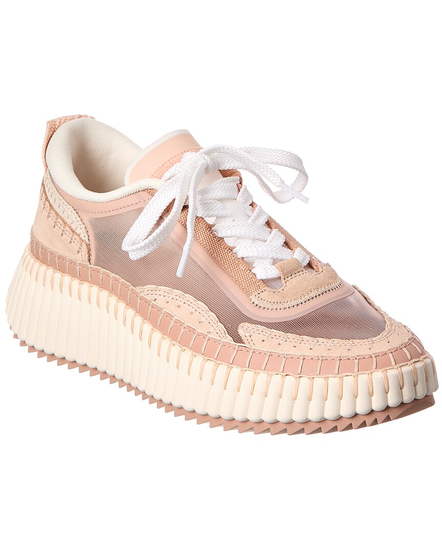 Chloé Chloe Nama Nylon & Suede Platform Sneaker