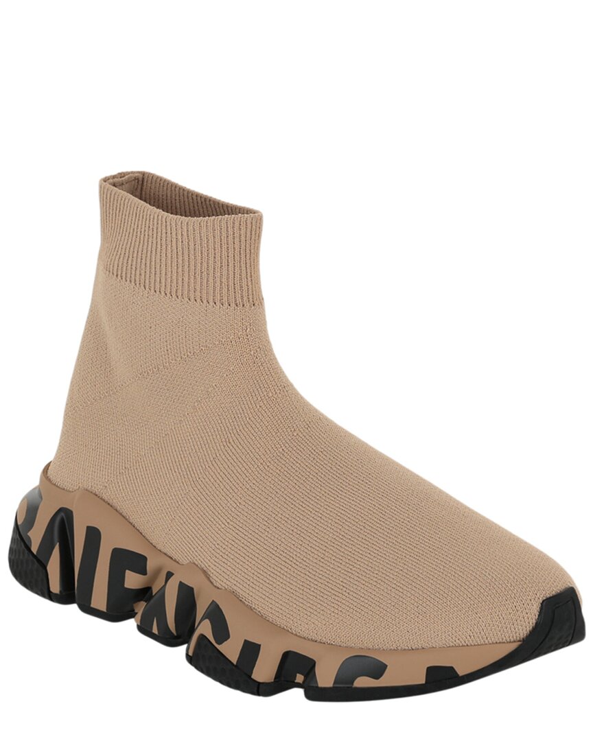 Balenciaga Speed Graffiti Knit Sneaker In Neutral