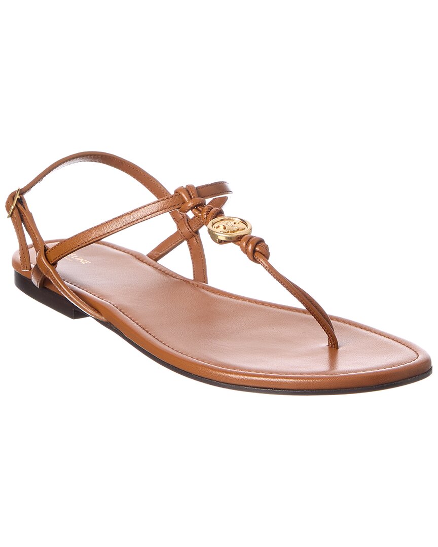 Celine Penny Leather Sandal In Brown