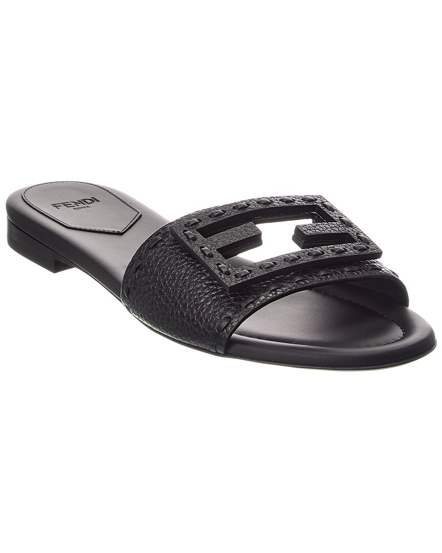 Fendi Baguette Leather Sandal In Black