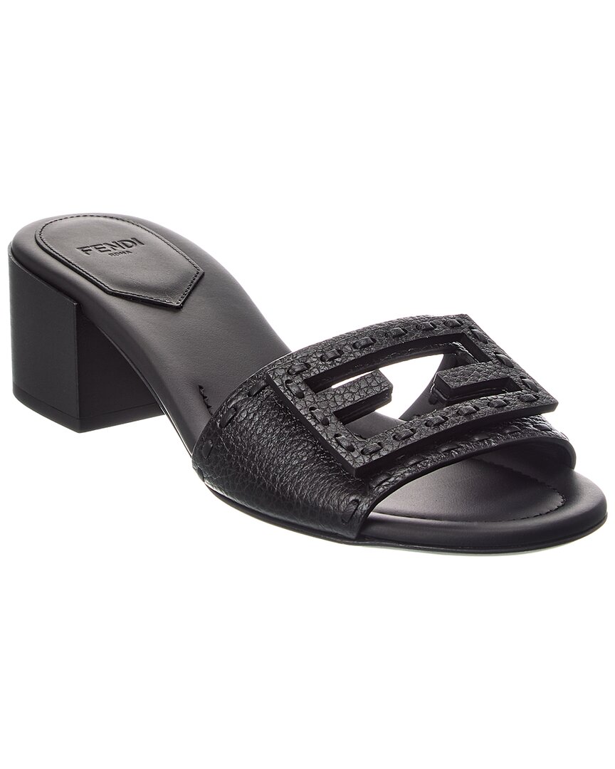 Fendi Baguette Leather Sandal In Black