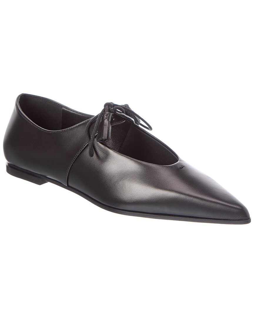 Max Mara Leather Flat In Black
