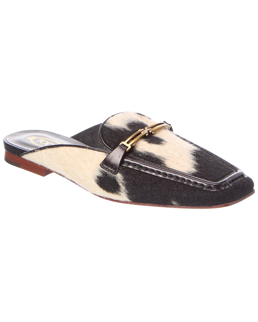 Tod's Leather-trim Mule In Black