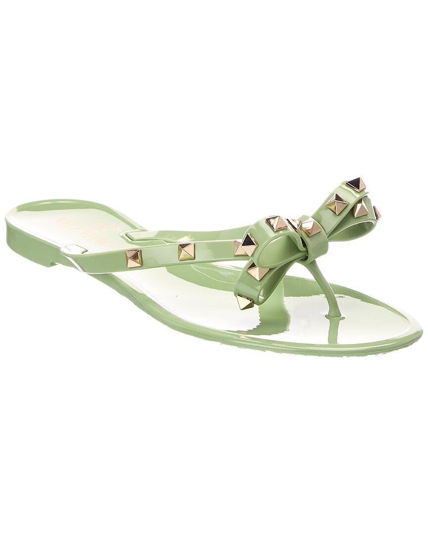 Valentino Green Rockstud Rubber Sandal