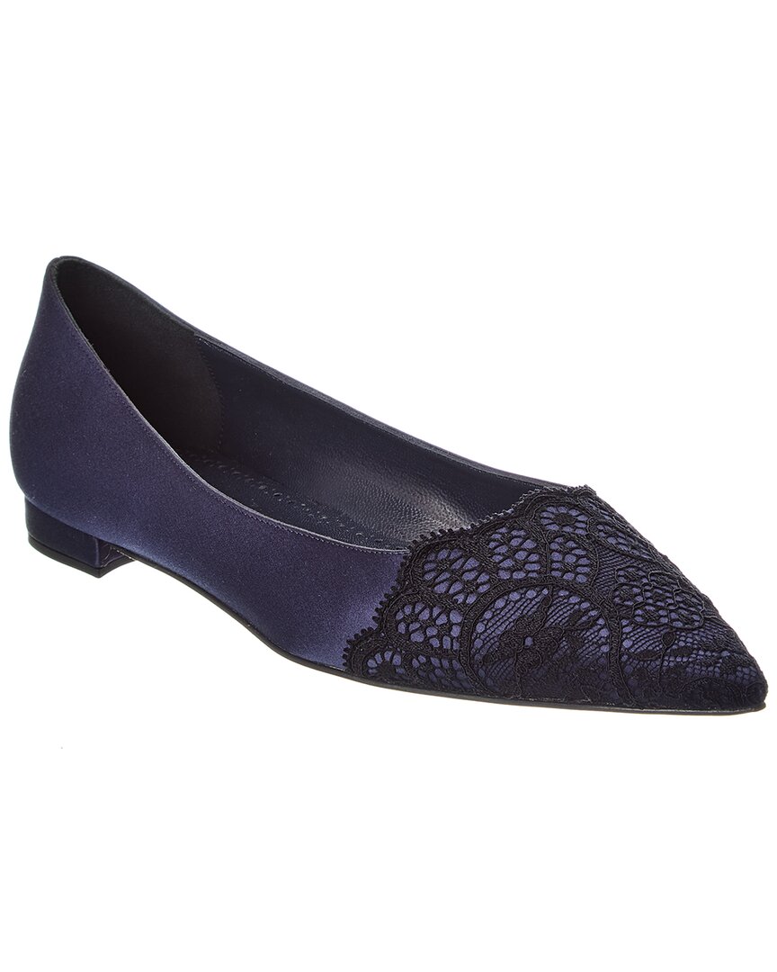 Manolo Blahnik Plankutus Satin Flat In Blue
