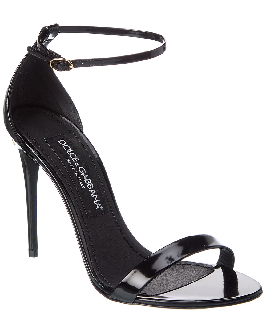 Dolce & Gabbana Logo Leather Sandal In Black