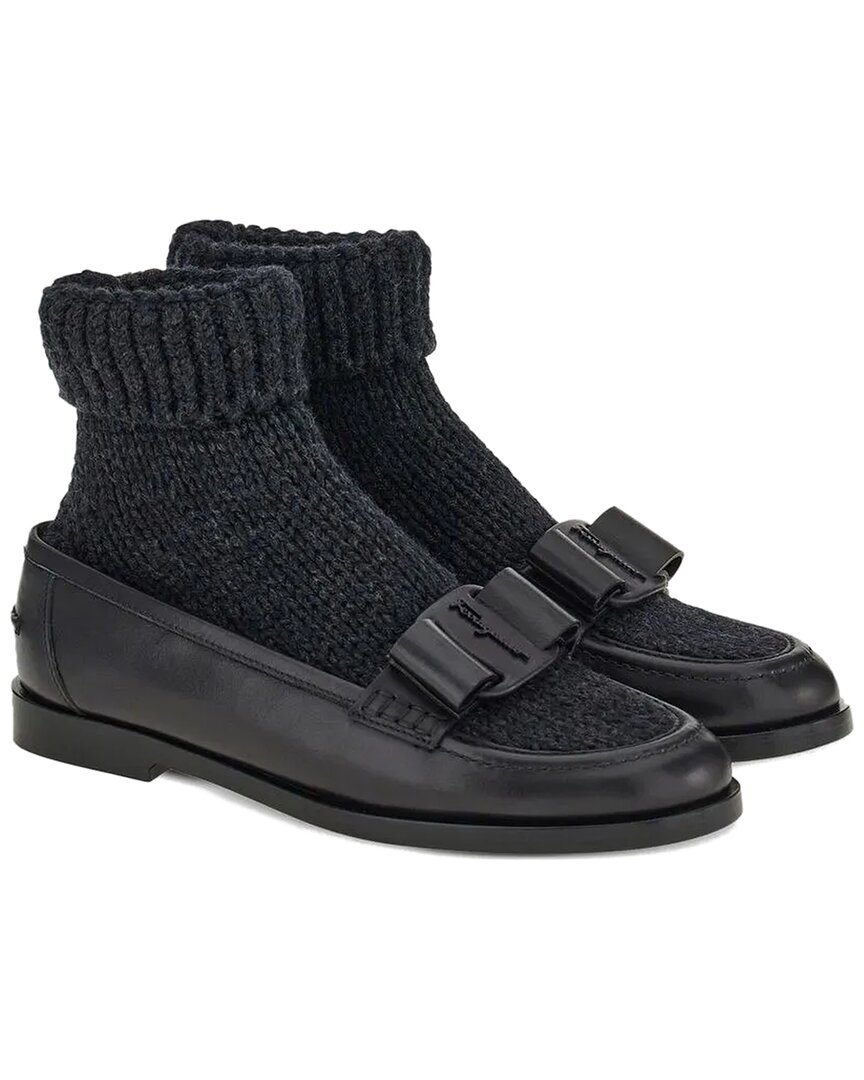 Ferragamo Vara Bow Leather Bootie In Black