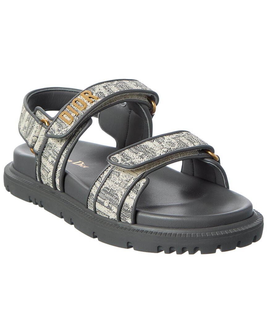 Dior Act Oblique Canvas & Leather Sandal In Grey