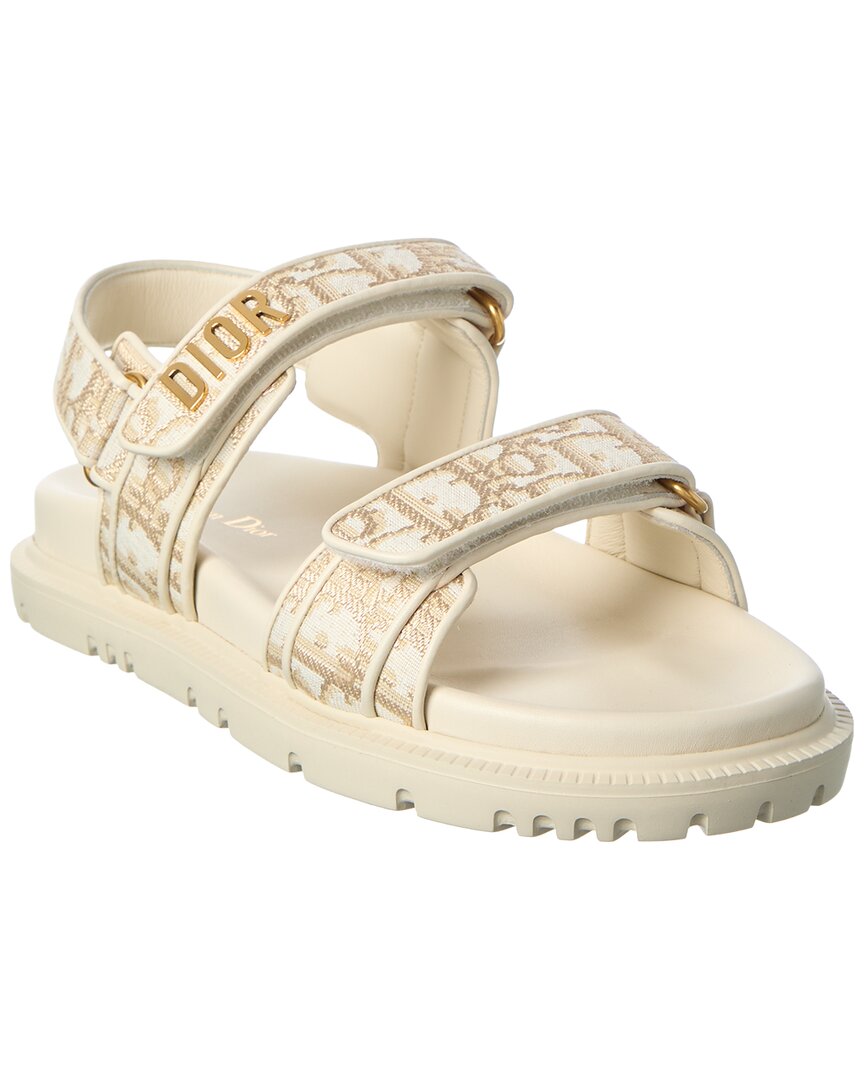 Dior Act Oblique Canvas & Leather Sandal In White