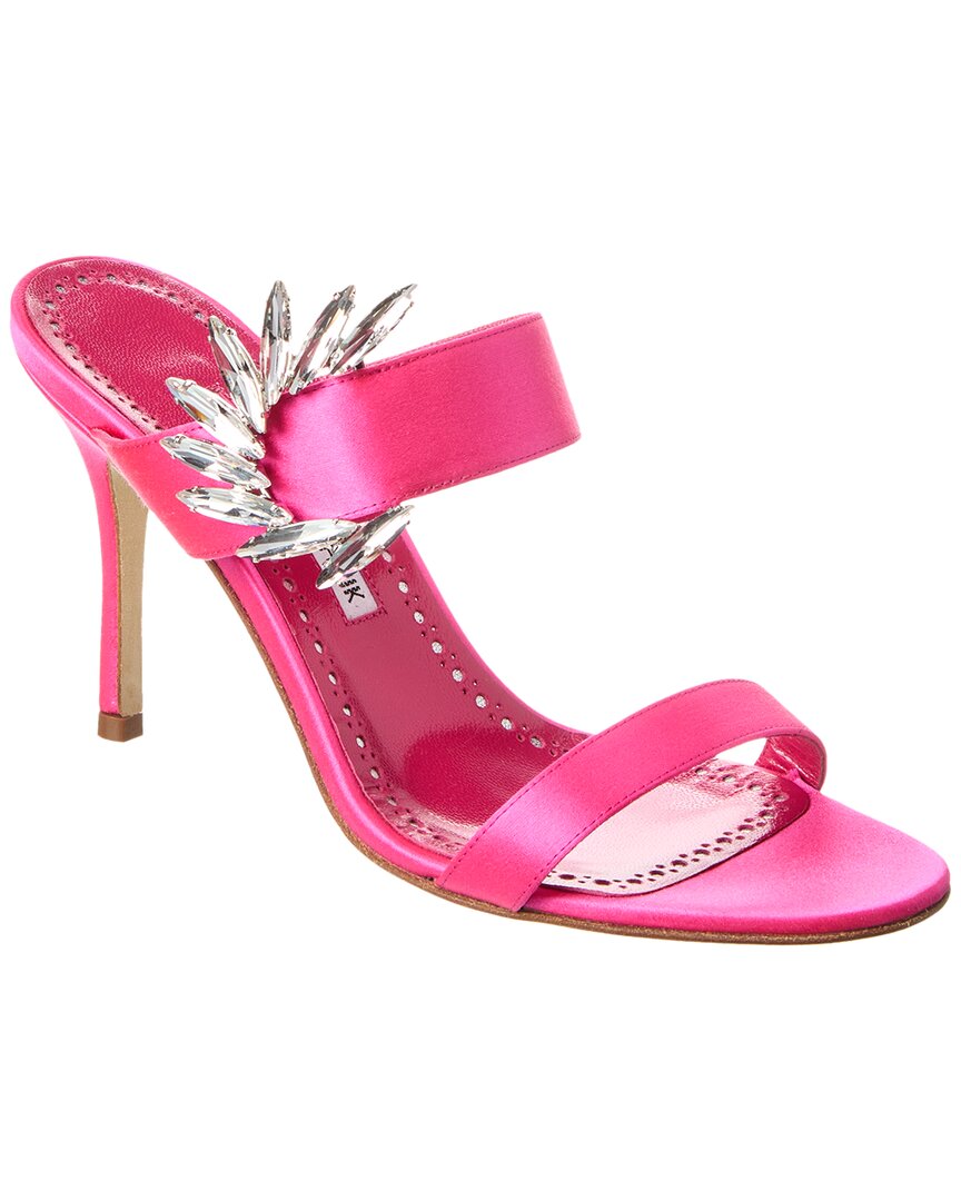 Manolo Blahnik Chivela Crystal Two-band Slide Sandals