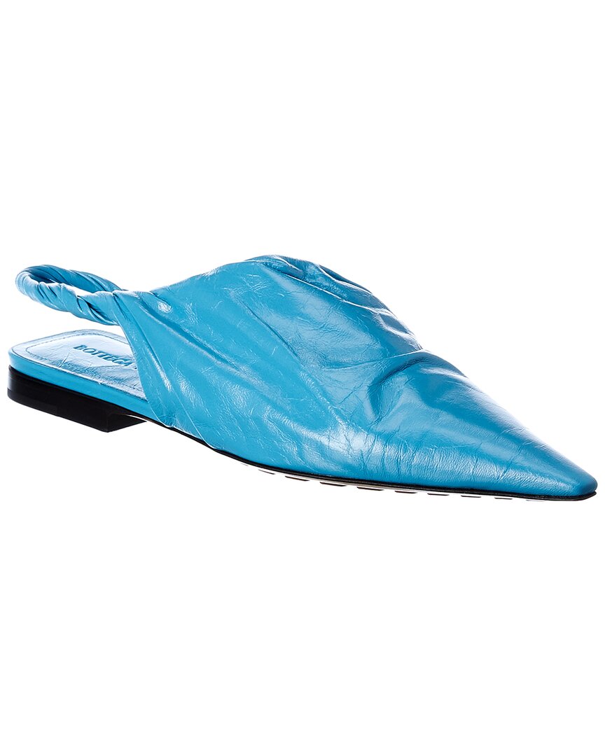 Shop Bottega Veneta Leather Slingback Flat In Blue