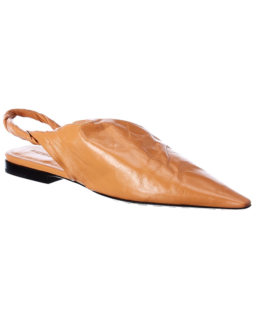 Bottega Veneta Leather Slingback Flat In Brown