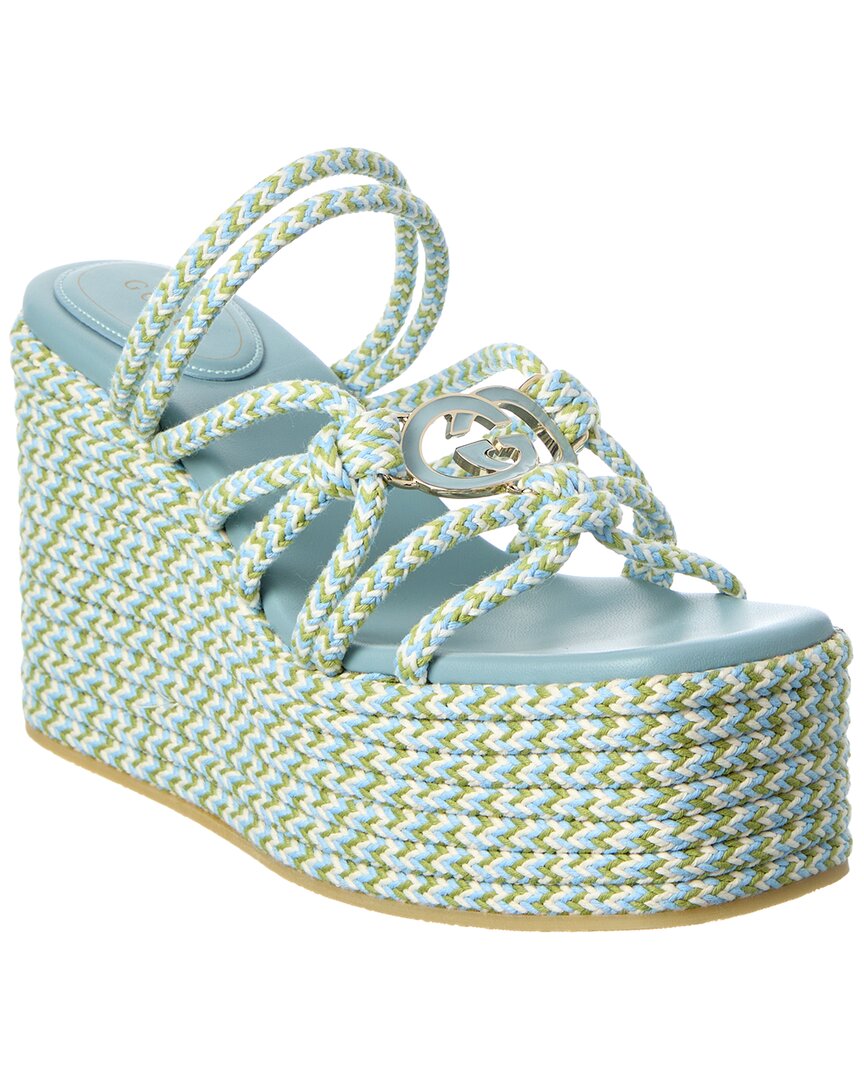 Gucci Interlocking G Rope Wedge Sandal In Blue