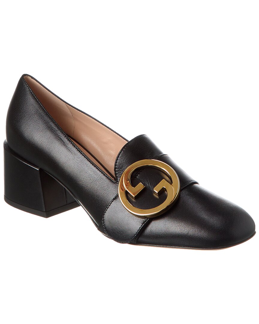 Gucci Blondie 55 Leather Loafer Pumps In Black