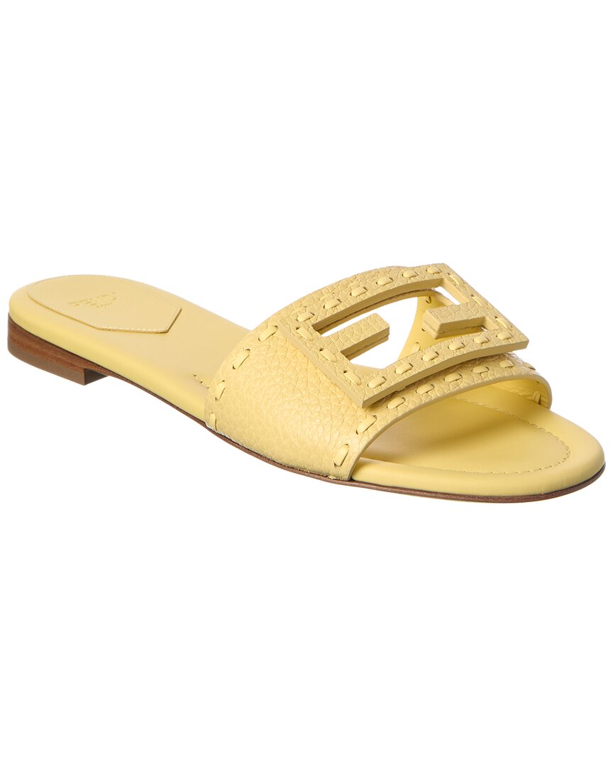 Fendi Baguette Leather Sandal In Yellow