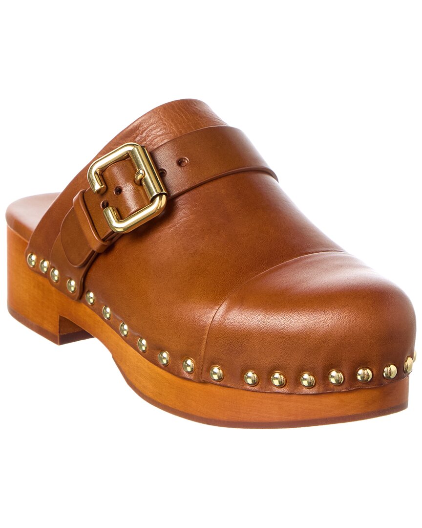 Chloé Brown/Gold Jeannette Leather Clog