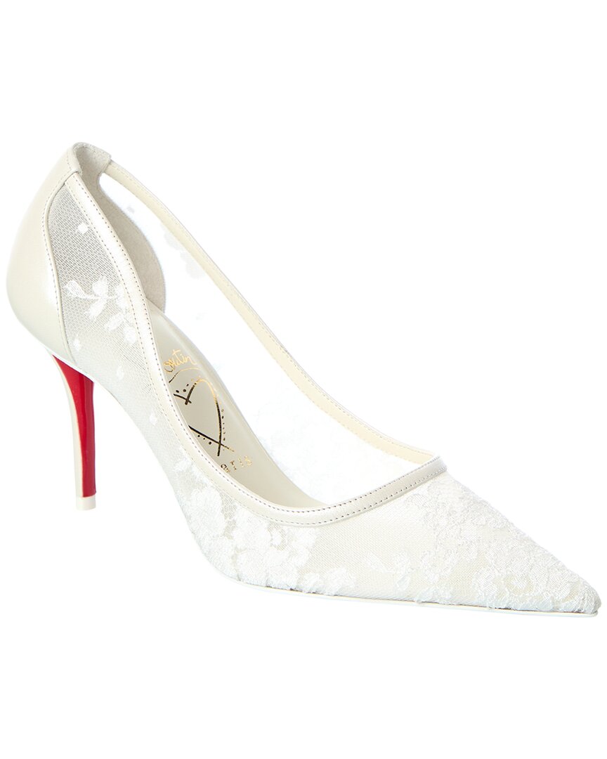 Christian Louboutin Miss Z 80 Mesh & Leather Pump In White